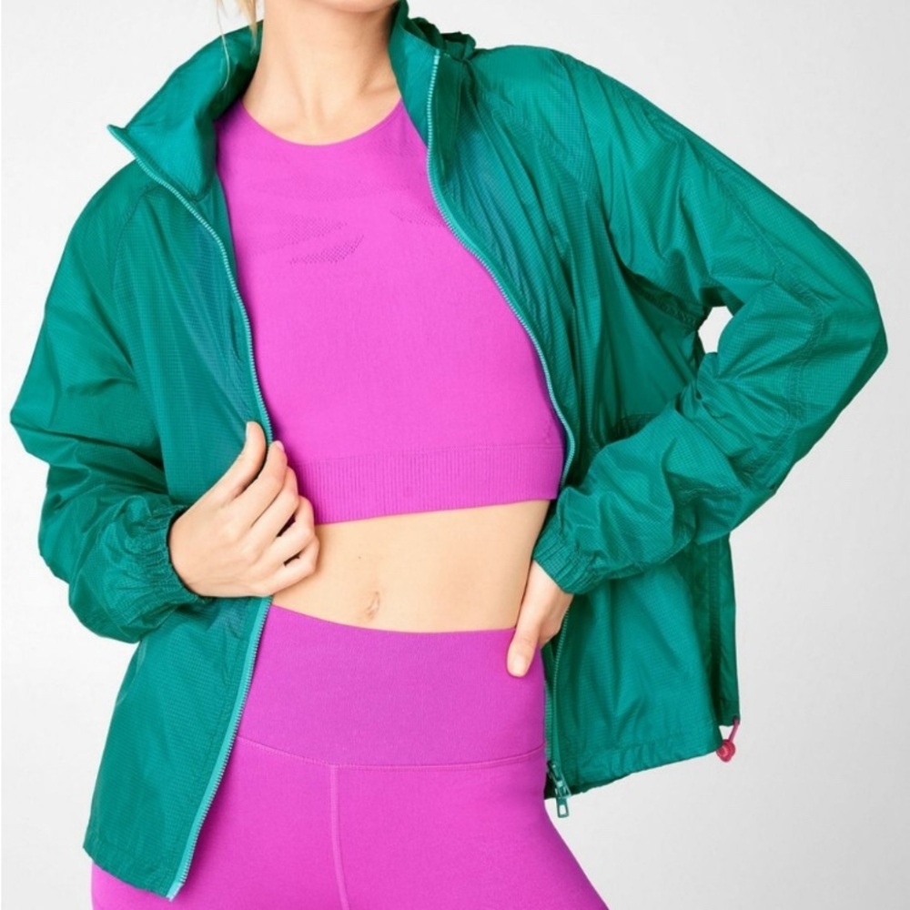 Fabletics teal green windbreaker size small